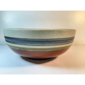 Vintage Otagiri Mirage Serving Bowl Stoneware Pottery Rust Blue 8 1/2" READ WEAR